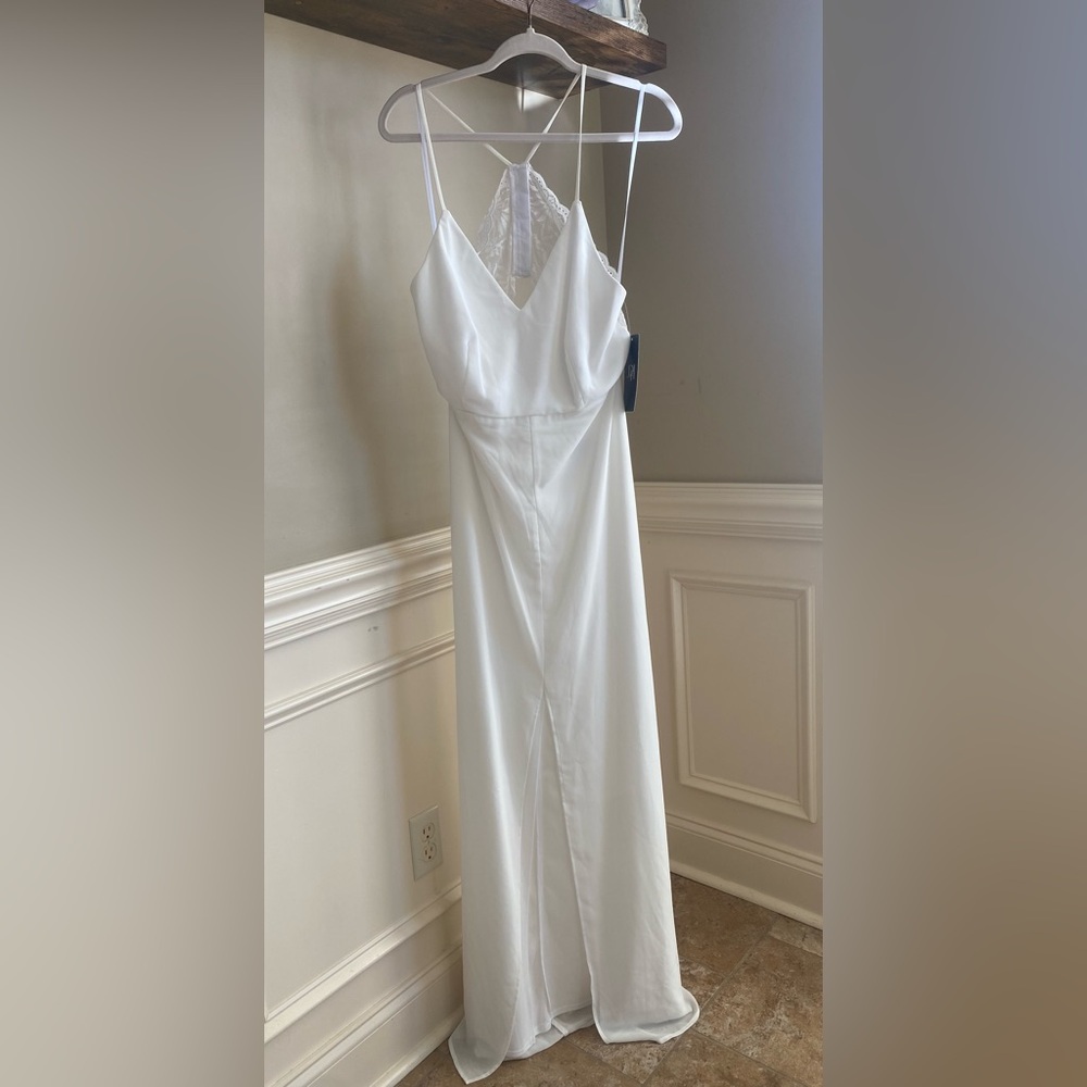 Elegant White Lace-Back Dress